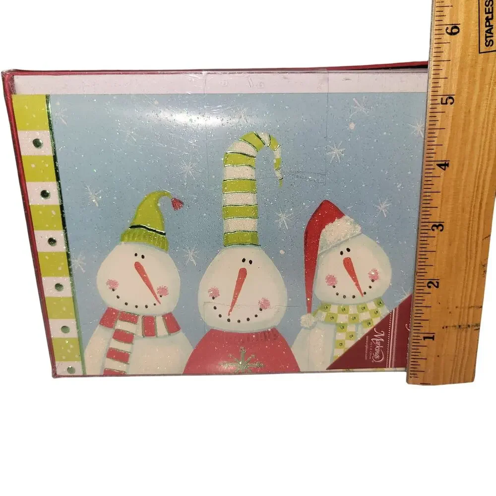 Holiday Greeting Cards Glitter Snowman Two Boxes 33 Christmas Card Lot READ